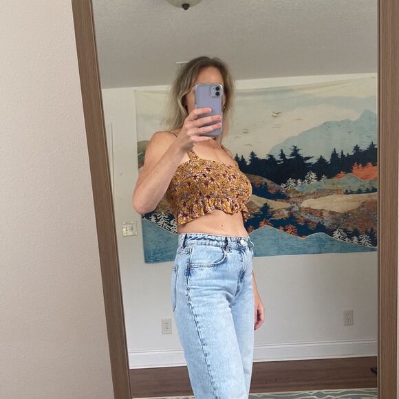 American Eagle Floral Crop Top SZ Small - Picture 2 of 7